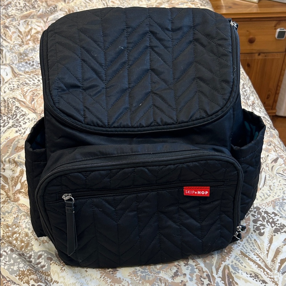 Skip Hop Black Quilted diaper bag backpack